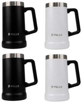 Kit 4 Canecos Térmico Pullo Prosit 700ML Preto e Branco