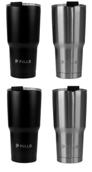 Kit 4 Copos Térmico Pullo Gump 600ML Inox e Preto