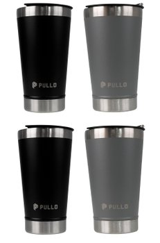 Kit 4 Copos Térmico Pullo Kippis 480ML Preto e Cinza