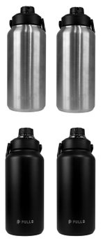 Kit 4 Garrafas Térmica Pullo Vetta 1300ML Preto e Inox