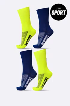 Kit 4 Pares de Meias Sport HUPI Amarelo e Azul Marinho