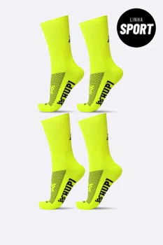 Kit 4 Pares de Meias Sport HUPI Amarelo Neon