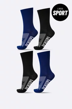 Kit 4 Pares de Meias Sport HUPI Azul Marinho e Preto