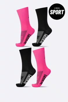 Kit 4 Pares de Meias Sport HUPI Rosa e Preto