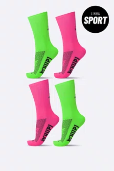 Kit 4 Pares de Meias Sport HUPI Verde e Rosa