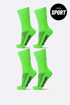Kit 4 Pares de Meias Sport HUPI Verde Neon