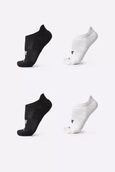 Kit 4 Pares Meia para Corrida HUPI Invisível Preto e Branco