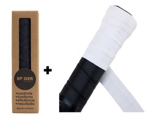 Kit com 1 Undergrip Spider Normal com copo Preto + 3 overgrips HUPI ultra branco