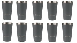 Kit com 10 Copos Térmicos Pullo Fun 480ML Cinza