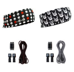 Kit com 2 Testeiras e 2 Cadarços Elásticos Rock