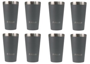 Kit com 8 Copos Térmicos Pullo Fun 480ML Cinza