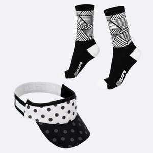 Kit Corrida HUPI Viseira e Meia Branco/Preto