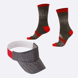 Kit Corrida HUPI Viseira e Meia I am a Runner Cinza