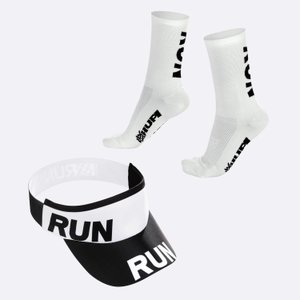 Kit Corrida HUPI Viseira e Meia Run Branco Kit Corrida HUPI Viseira e Meia Run Branco