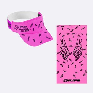 Kit Corrida Viseira e Bandana - Asas Rosa Kit Corrida Viseira e Bandana - Asas Rosa