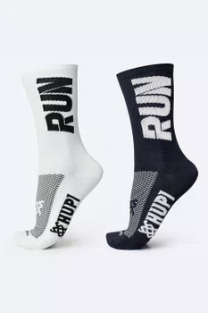 Kit de 2 Meias HUPI Run Branco e Preto
