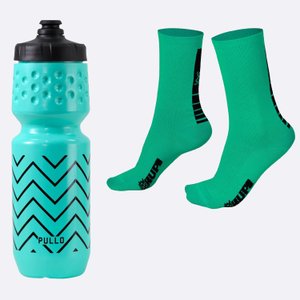 Kit Garrafa 750ml e Meia Verde Água