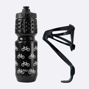 Kit Garrafa Pullo Bike Preto 750ml + Suporte
