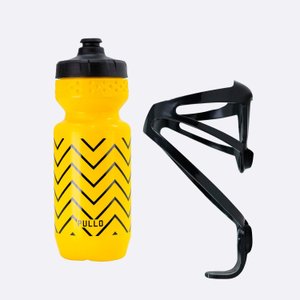 Kit Garrafa Pullo Graffi Amarelo 600ml + Suporte