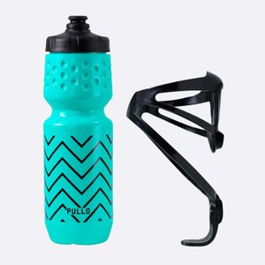 Kit Garrafa Pullo Graffi Verde Água 750ml + Suporte