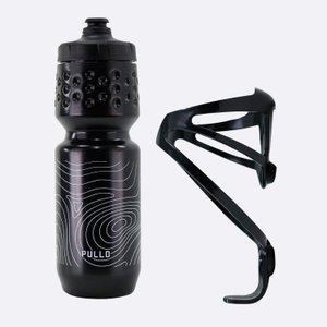 Kit Garrafa Pullo Maps Preto 750ml + Suporte