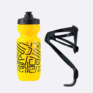 Kit Garrafa Pullo Nazca Amarelo 600ml + Suporte
