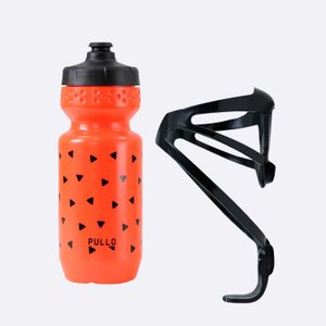 Kit Garrafa Pullo Nuoli Laranja 600ml + Suporte