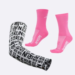 Kit Manguito HUPI Run Branco e Meia HUPI Heaven Rosa