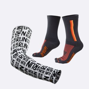Kit Manguito HUPI Run Branco e Meia HUPI Lassen Grafite
