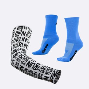 Kit Manguito HUPI Run Branco e Meia HUPI Lisa Azul Moon