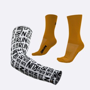 Kit Manguito HUPI Run Branco e Meia HUPI Lisa Dourado