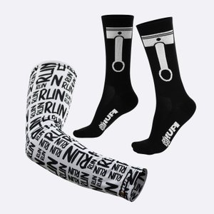 Kit Manguito HUPI Run Branco e Meia HUPI Pistão Preto