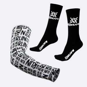 Kit Manguito HUPI Run Branco e Meia HUPI Preto DH