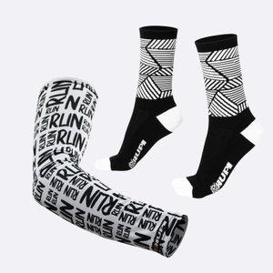 Kit Manguito HUPI Run Branco e Meia HUPI Preto Muralha