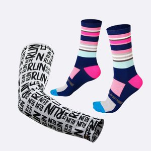 Kit Manguito HUPI Run Branco e Meia HUPI Quadra Azul