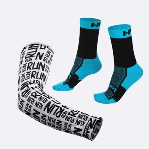 Kit Manguito HUPI Run Branco e Meia HUPI Ultra Azul