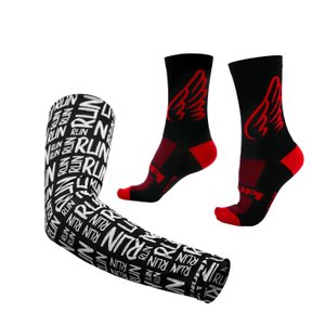 Kit Manguito Preto e Meia Asas Vermelha - LT para pés menores 34-38