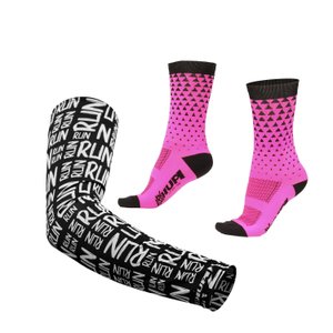 Kit Manguito Preto e Meia Alpine Rosa - LT para pés menores 34-38