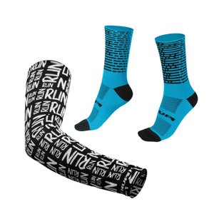 Kit Manguito HUPI Run Preto e Meia HUPI Biometria Azul