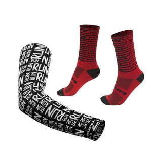 Kit Manguito HUPI Run Preto e Meia HUPI Biometria Vermelha