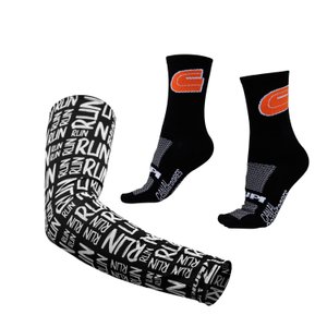 Kit Manguito HUPI Run Preto e Meia HUPI Canal Corredores