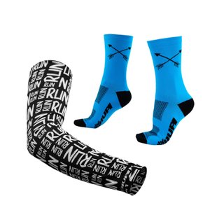 Kit Manguito HUPI Run Preto e Meia HUPI Flecha Azul