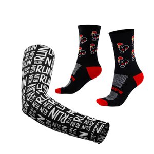 Kit Manguito HUPI Run Preto e Meia HUPI Galo Preto