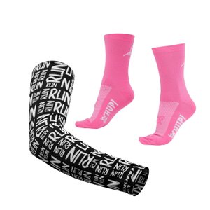 Kit Manguito HUPI Run Preto e Meia HUPI Heaven Rosa