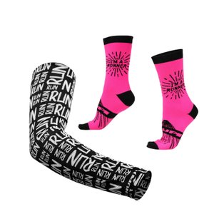 Kit Manguito Preto e Meia I'm a Runner Rosa - LT para pés menores 34-38