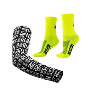 Kit Manguito Preto e Meia Lisa Amarelo Neon - LT para pés menores 34-38