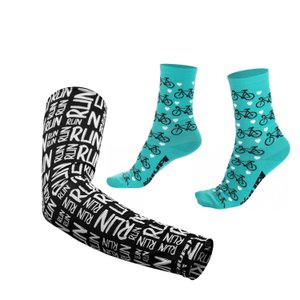 Kit Manguito Preto e Meia Love Bike Verde Água - LT para pés menores 34-38