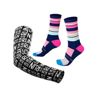 Kit Manguito HUPI Run Preto e Meia HUPI Quadra Azul