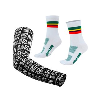 Kit Manguito HUPI Run Preto e Meia HUPI Quadri Branca