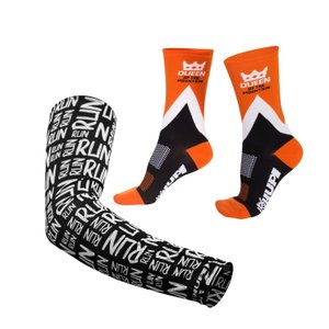 Kit Manguito HUPI Run Preto e Meia HUPI Queen Of Mountain - LT para pés menores 34-38